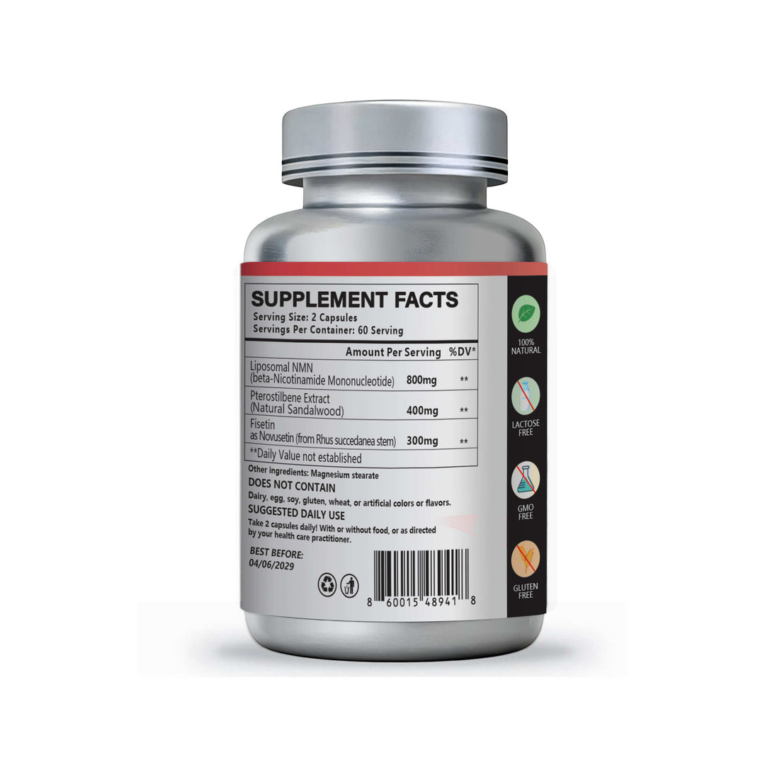 Premium NMN + Pterostilbene 1500mg (120 Capsules)