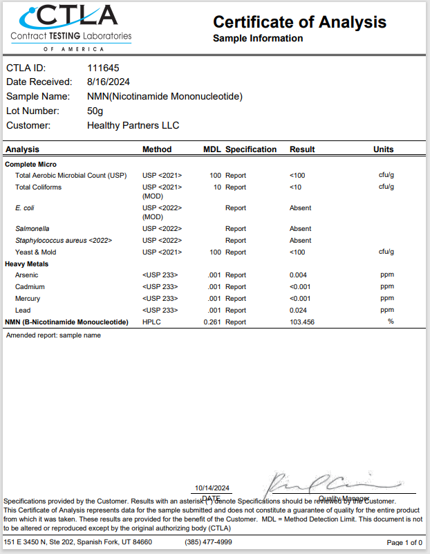 NMN plus 99.9% 120C