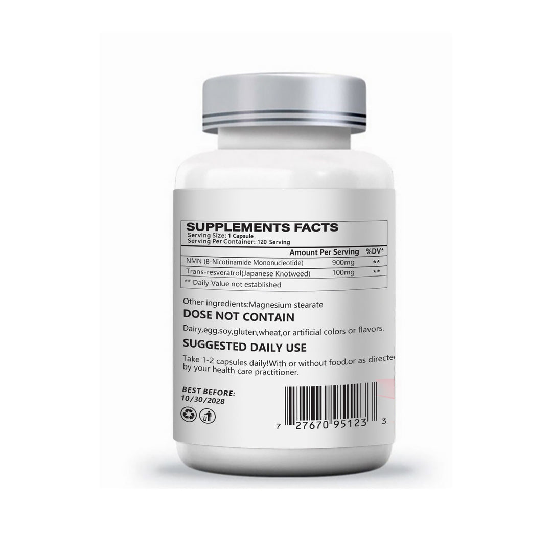 NMN 900mg + Trans-Resveratrol 1000mg 120capsules